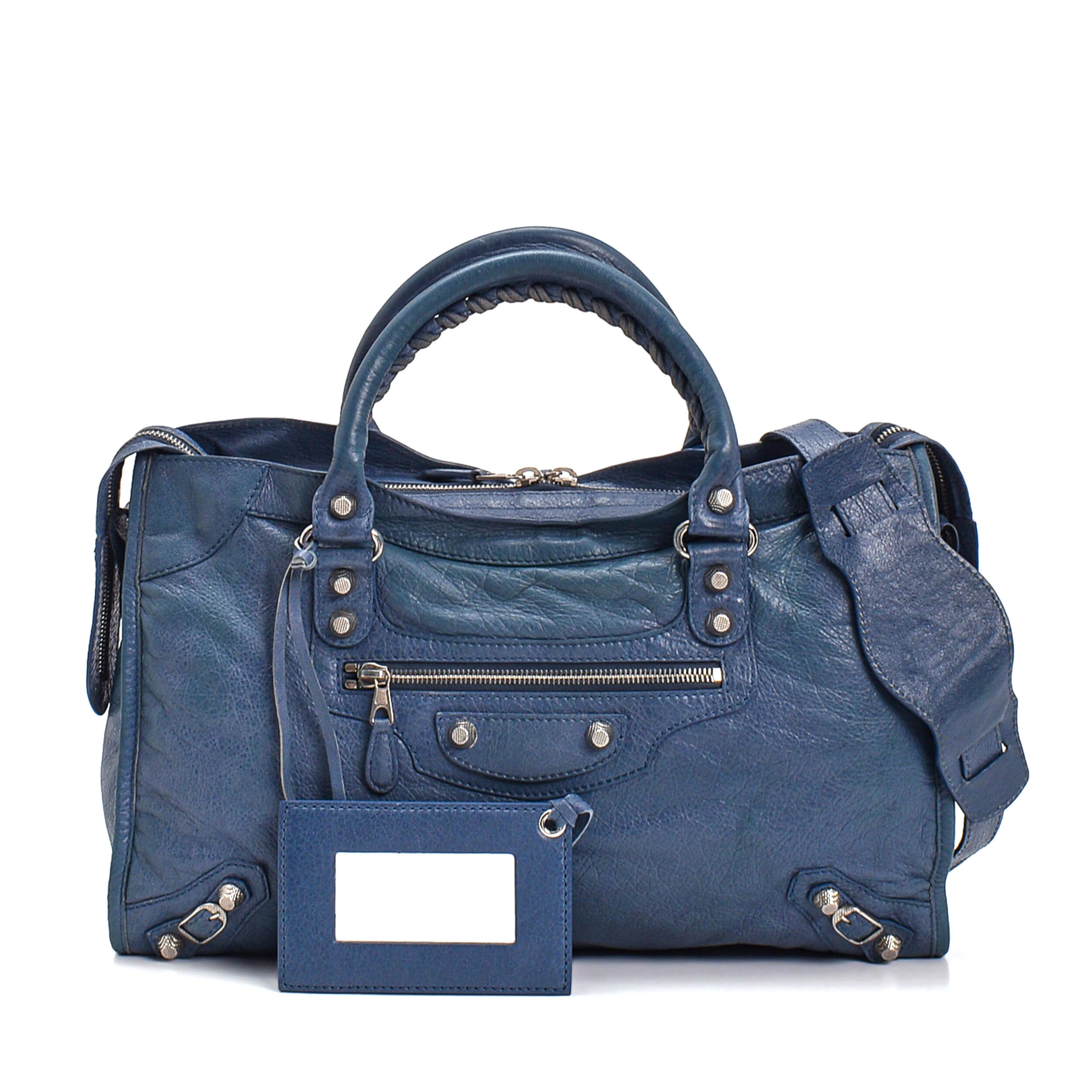 Balenciaga - Blue Leather Medium City Bag 